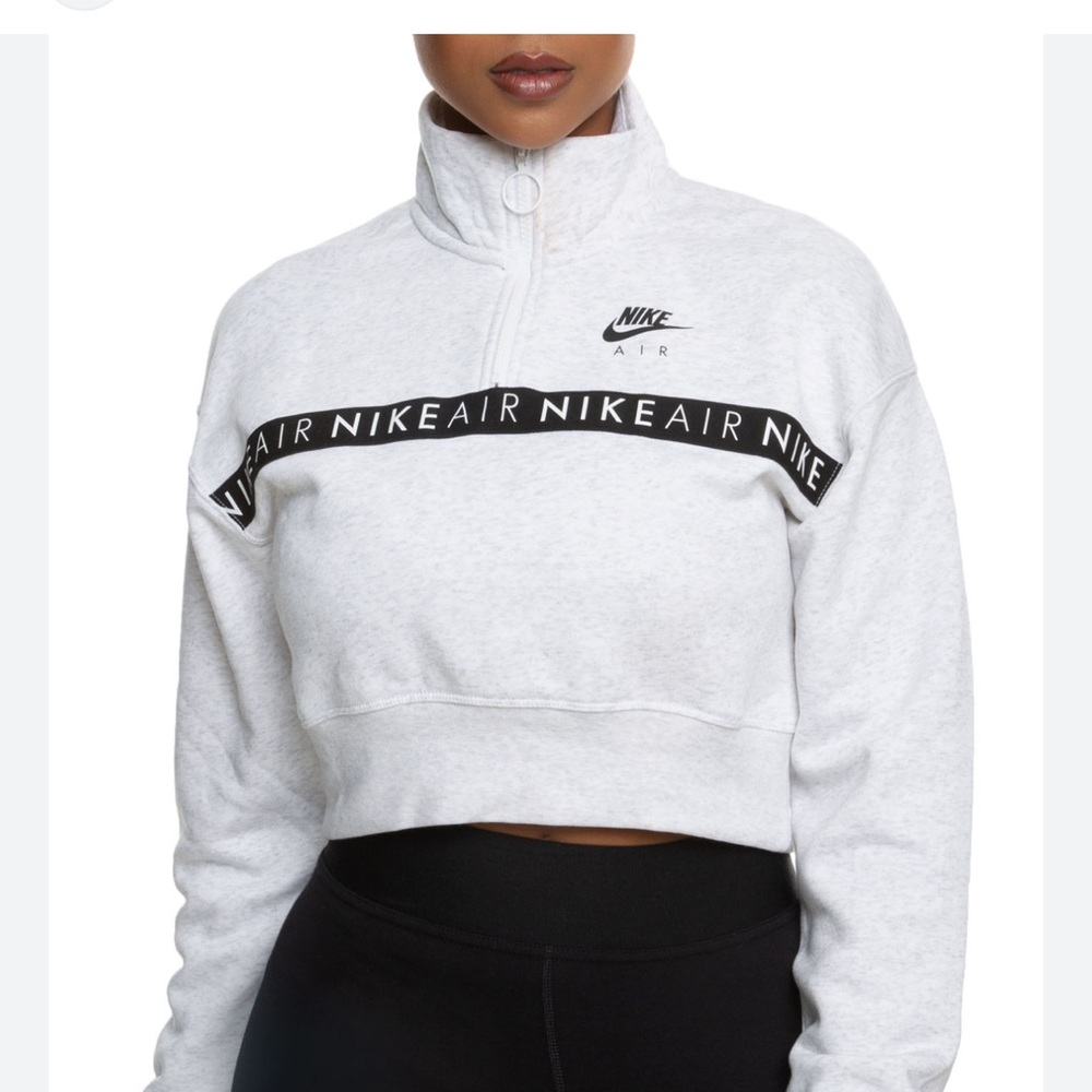 Nike Women's Light Gray Cropped Hoodie